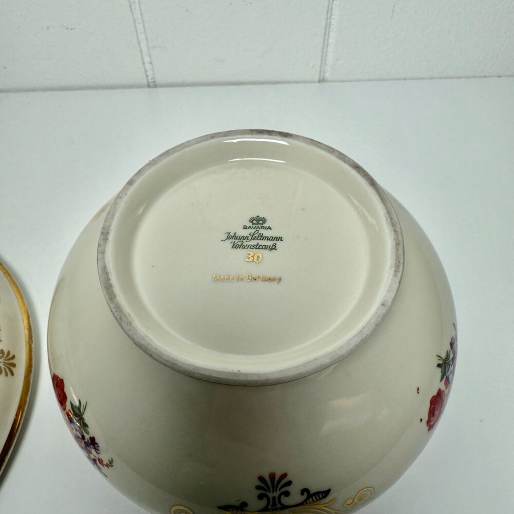 Vintage German Porcelain Covered Dish Dusting Powder Dish Trinket Dish - Picture 10 of 10